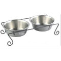 Iron Art Double Dog Pr Cat Feeding Bowl